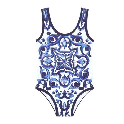 Women One Piece Swimsuit  & Skirt Blue Holiday Beachwear Vin