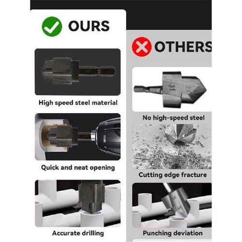 3pcs PPR Lifting Stepped Drill Bit Hexagon Shank Water Pipe