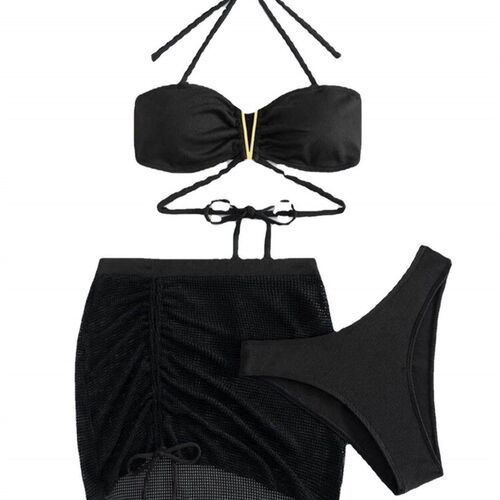 Split body swimsuit collar tight bikini swimsuit womens