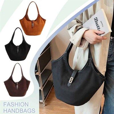 Retro Suede Satchel Pure Fahion Top Handle Bag Deigner Bucke