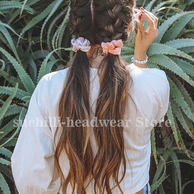 5/10 Pcs/set Flower Print Hair Scrunchies for Women Girls Cu