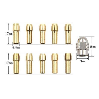 11pc/Set Brass Chuck Silver Nut Electric Grinding Drill Bit