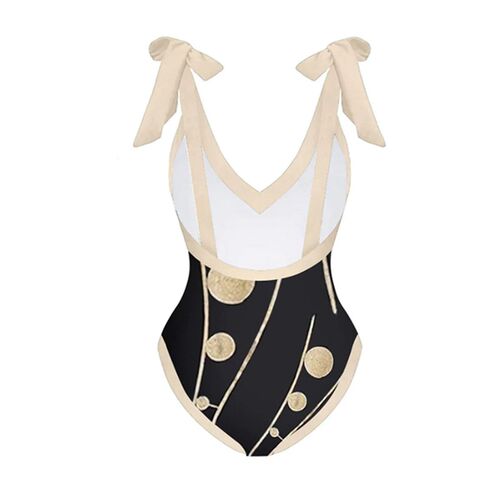 Vintage Black and White Patchwork Bikini Sets Swimsuit & Ski