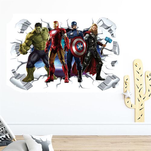 Boys Room 3D Avengers Wall Sticker Self-adhesive Removable M