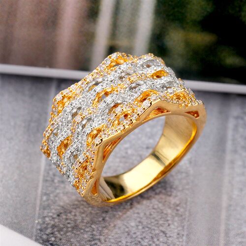 Luxury Multilayer Big Ring Irregularity Micro Paved Square B