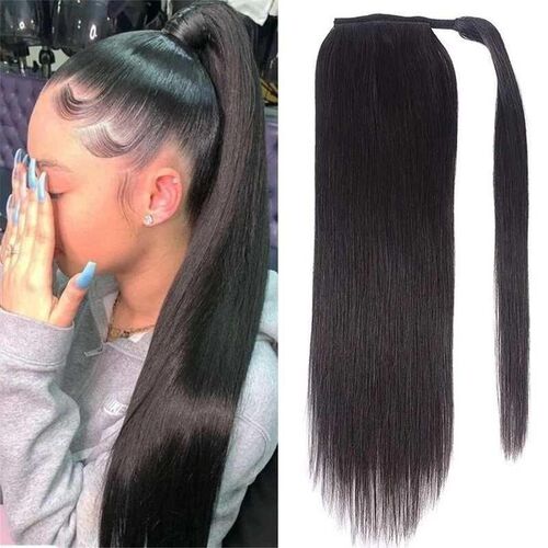 tail Human Hair Wrap Around Bone Straight Brazilian Remy Hai