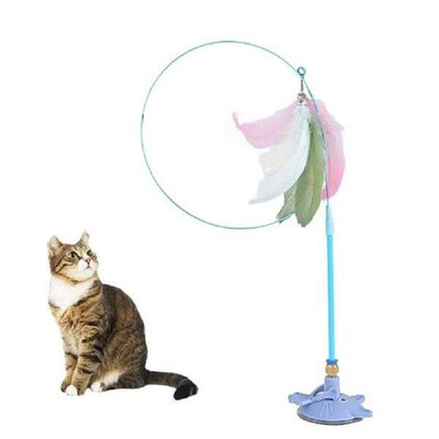 Bite Resistant Suction Cup Cat Teaser Stick Handheld