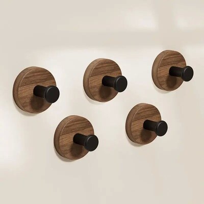 Self-adhesive Solid Wooden Hook Walnut Key Decorative Towel