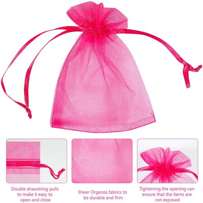 100pcs Small Organza Bags Colorful Mesh Bags Drawstring Pouc