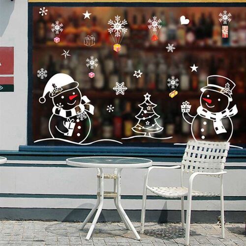 Snowman Happy New Year living room bedroom glass window back
