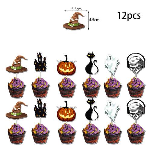 Halloween skull pumpkin pull banner latex balloon cake placa
