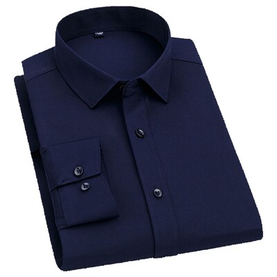 Mens Bamboo Fiber Classic Dress Long Sleeved Shirt Spring Au