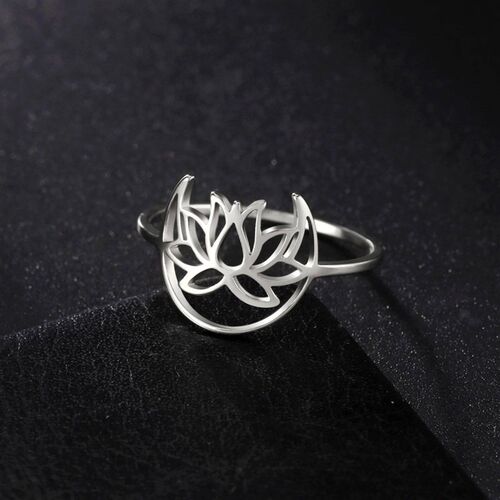 Skyrim Moon Lotus Ring Women Stainless Steel Flower of Parad