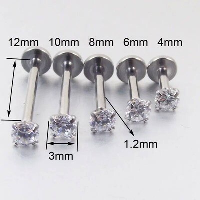 1 Piece 16G 4mm Stainless Steel Internally Threaded Prong Ge