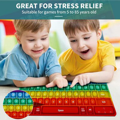 kids Rainbow Silicone  Keyboard pop it Fidget Toys按键盘玩具