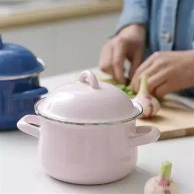 1.5L Enamel Pot with Lid Milk Pot Baby Food Supplement