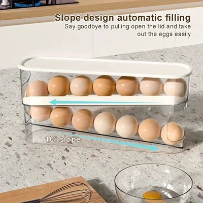 Bilayer Fridge Egg Storage Box Automatic Rolling Eggs Holder