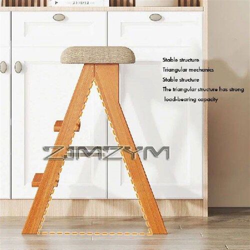 Solid Wood Step Stool Portable Kitchen Folding Stool Indoor
