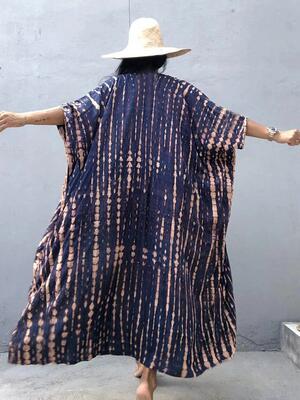 Fitshinling Summer Vintage Kimono Swimwear Halo Dyeing Beach