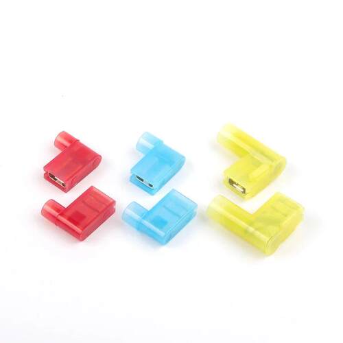 25PCS Nylon Crimp Terminal Insulated Flag 6.3mm Angle plug F
