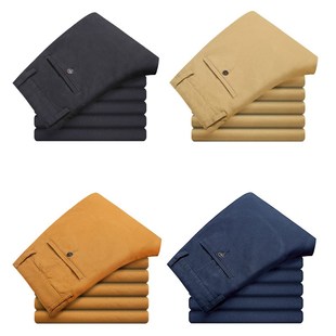 Mens Pants Cotton Casual  Stretch Male Trousers Long Straigh