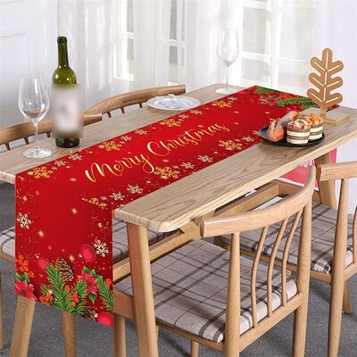 180*35cm  Christmas Table Runner Cloth Xmas Tree Santa  Snow