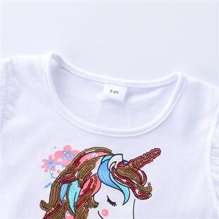 Girl Mesh Princess Dress Cartoon Unicorn Embroidery Party We