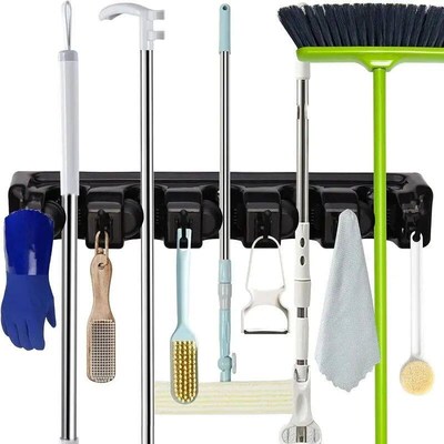 Wall Mounted Mop Holder 5 Position Multi-Functional Broom Ha