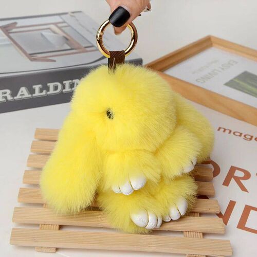 2024 Multicolor Rabbit Keychain Ring Fluffy Real Fur Pompon