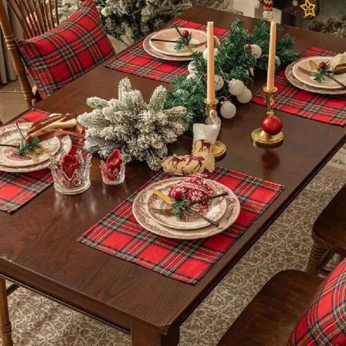 Classsic Rectangular Lattice Placemats Insulated Anti-scald