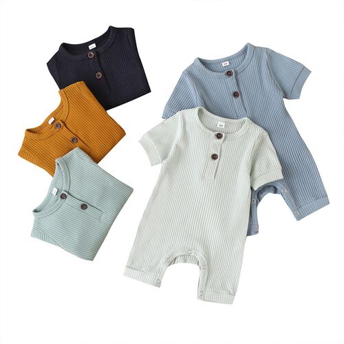 Pudcoco US Stock 0-18M Newborn Baby Girl Boy Solid Romper Co