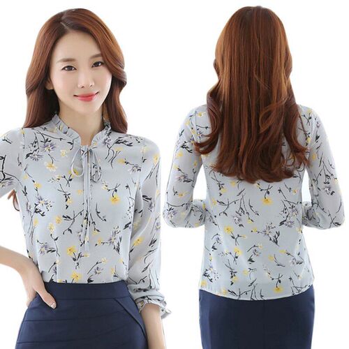 New Floral Shirts Hot Sales Fashion Women Blouses Slim Three