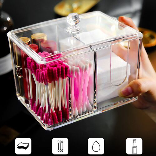 Makeup Organizer Cotton Pad Cotton Swabs Storage Box Cosmeti