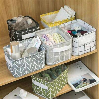 Linen Desktop Storage Basket Sundries Toy Storage Box Laundr