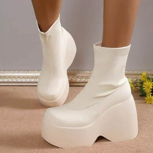 Platform Shoes for Women 2023 New Round Toe Boots Plus Size
