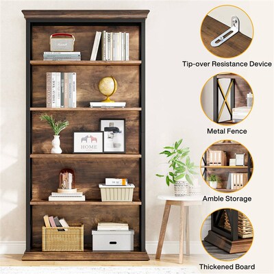 Tribesigns 6-Tier Bookcase, 71 Inches Industrial Bookshelves