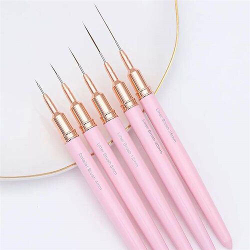 Pink Nail Art Brushes 4/8/12/20/25mm Fine Drawing Nail Liner