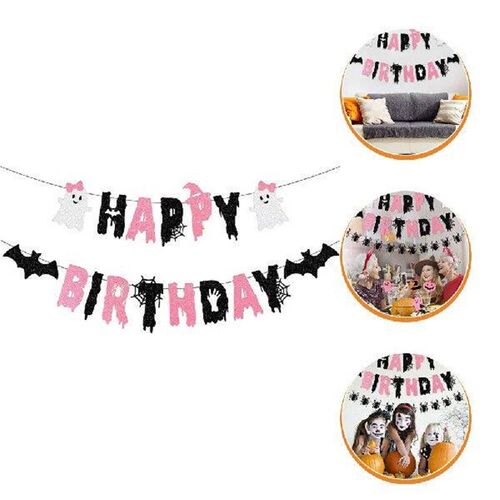 Birthday Flag Halloween Party Decoration for Girls Bedroom