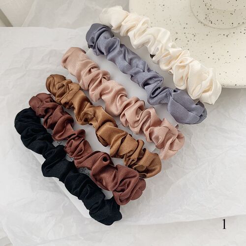 1 Set Satin Silk Solid Color Scrunchies Elastic Hair Bands N