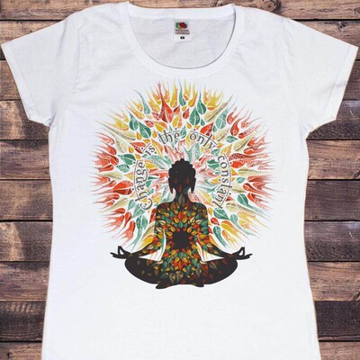 Rainbow Namaste Lotus Graphic Print Tshirt Women Meditation