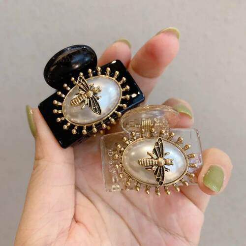 Retro Hairpins Antique Bronze Color Bee Charms Hair Claw Cli