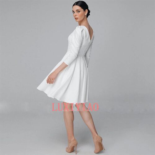 Mini Wedding Dress For Bride 3/4 Sleeves A Line 2023 Short W