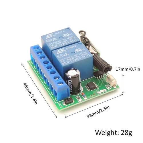 DC12V 10Amp 2CH 2 gangs 433MHz rf Remote Control Switch Wire