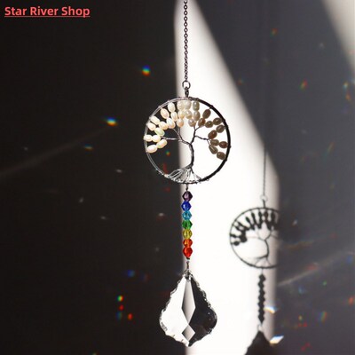 Crystal Tree of Life Catchers Crystals Ball Pendant Rainbow