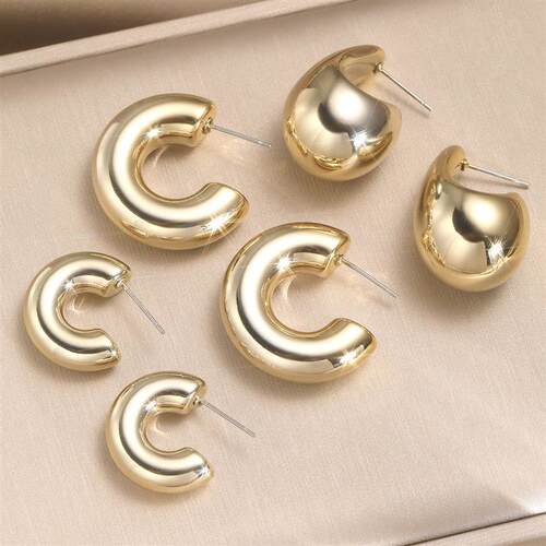 Metal earring set 3 pieces金色金属耳环复古水滴形套装3件套