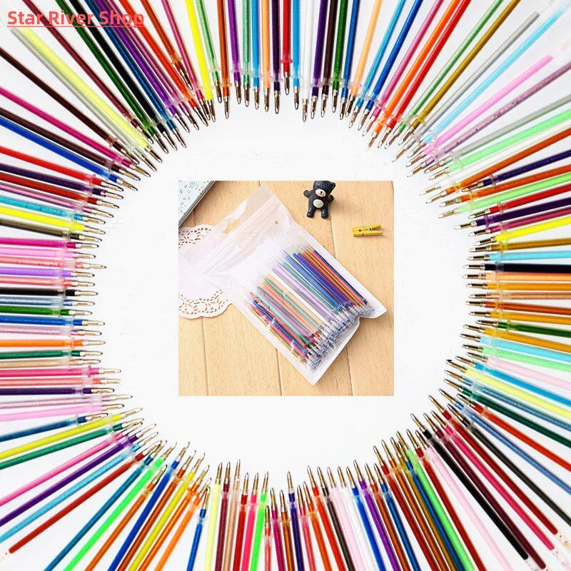 100 Colors/Set Flash Graffiti Gel Pen Highlight Refill Color - 实物图