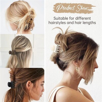 4Pcs Small Hair Claw Clips for Women Double Row Teeth Medium