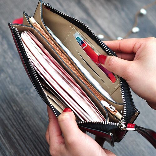 Womens Vintage Oil Wax Leather Zipper Clutch Wallet Female