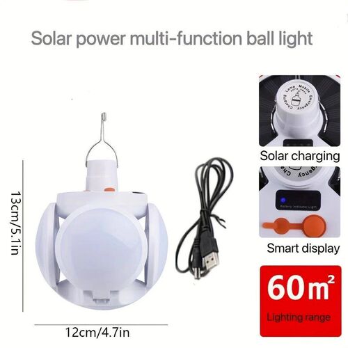 Portable Solar Camping Light with Hook Remote Control Foldin