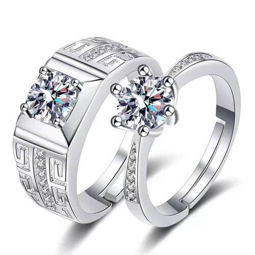 Moissanite Zircon Engagement Ring Open Ring Men and Women Mo